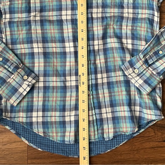 Vineyard Vines Blue Plaid Slim Fit Button Down Casual Shirt Small Western Preppy - Picture 5 of 6